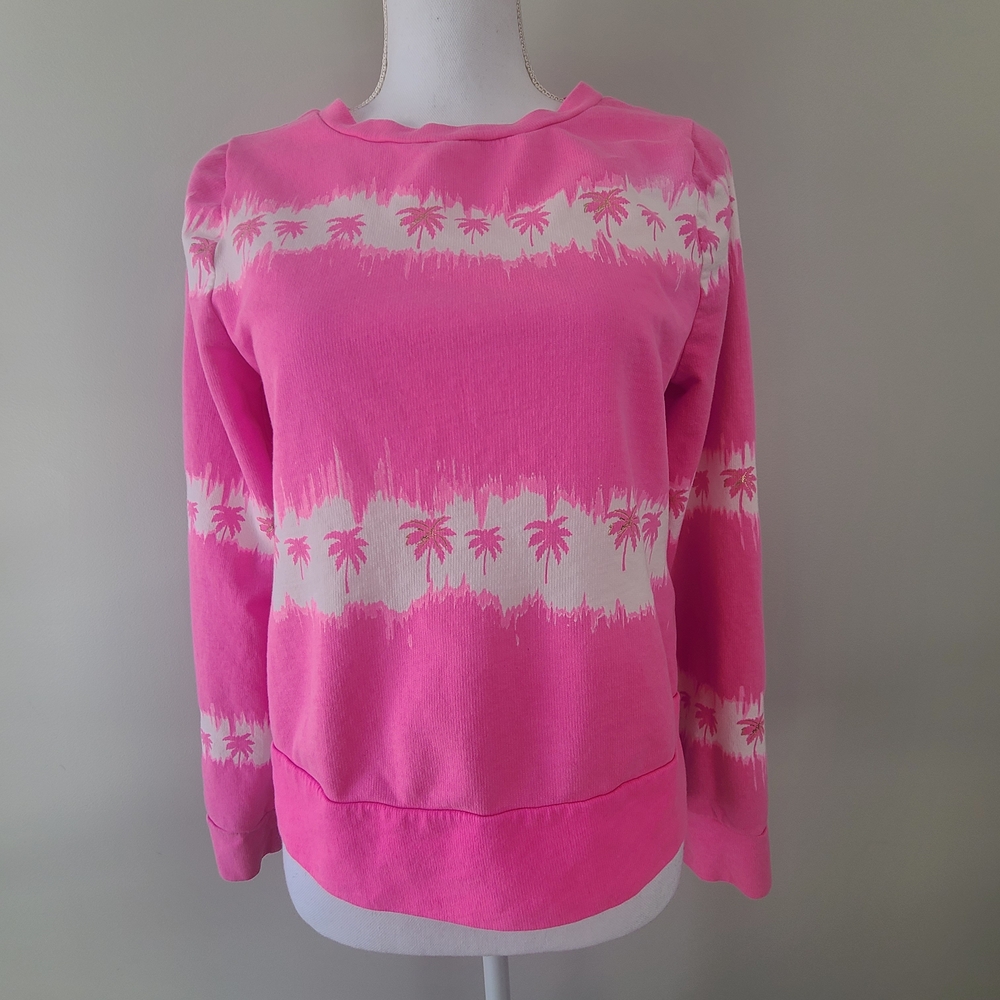 Lilly Pulitzer Pink and White Palm Tree Sweatshirt